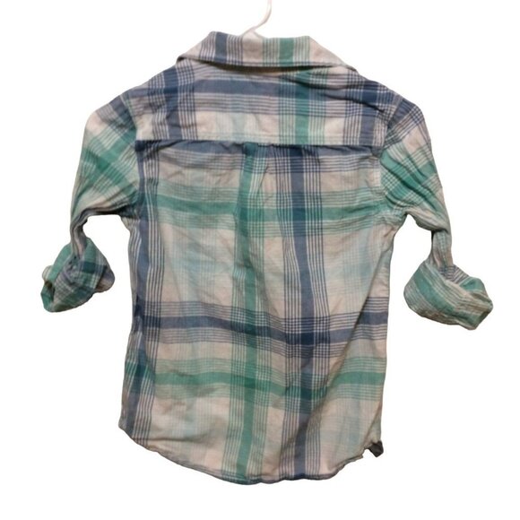 CAT & Jack Medium 8/10 Blue Green Plaid Shirt - Picture 2 of 4